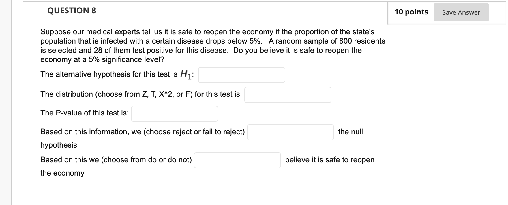 Solved QUESTION 8 10 points Save Answer Suppose our medical | Chegg.com