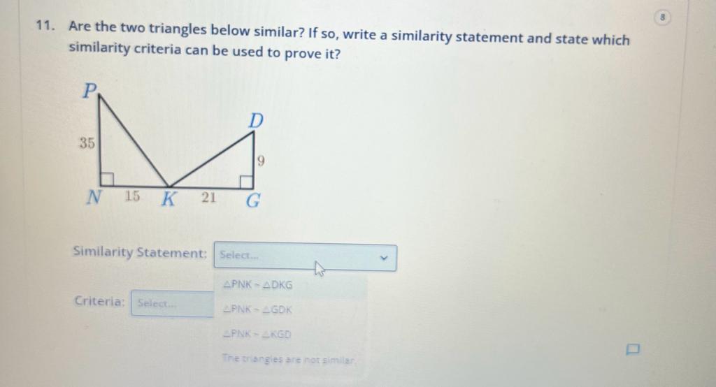 write the conditions for the similarity of two triangles class 10