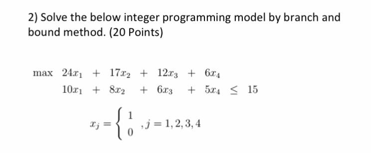 Solve The Below Integer Programming Model By Branch | Chegg.com