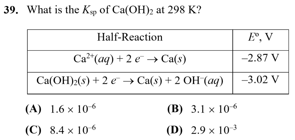 Solved 39 What Is The Ksp Of Ca Oh 2 At 298 K Chegg Solved 39 What Is The Ksp Of Ca Oh 2 At 298 K Chegg