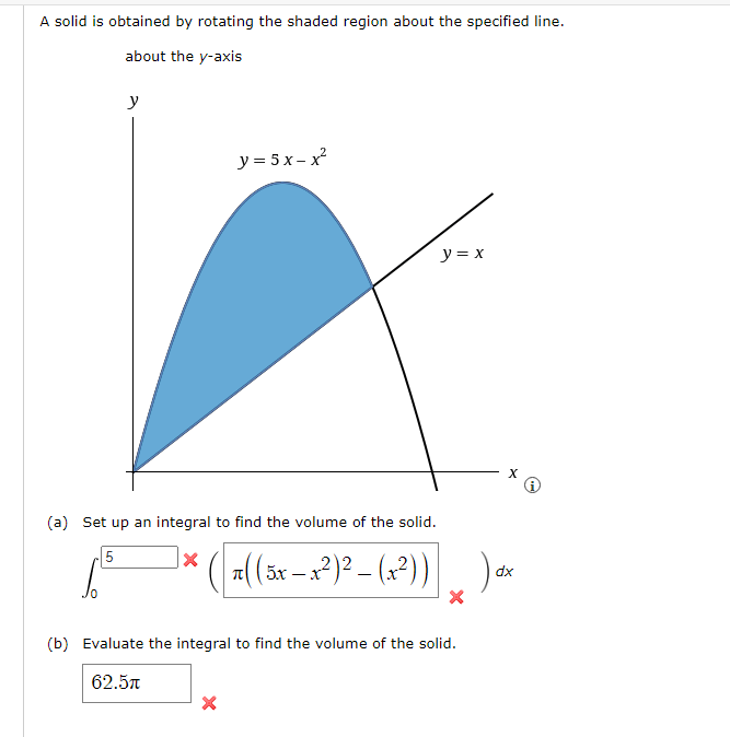 Solved A solid is obtained by rotating the shaded region | Chegg.com