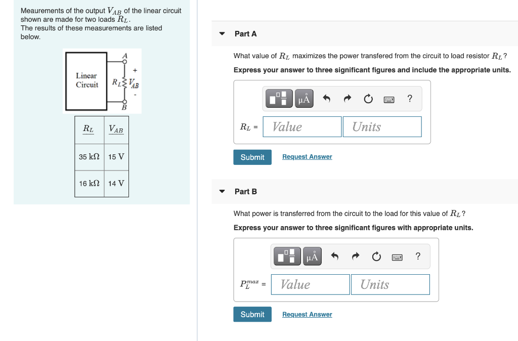 Solved Meaurements of the output VAB of the linear circuit | Chegg.com