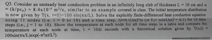 Solved Q3. Consider an unsteady heat conduction problem in | Chegg.com