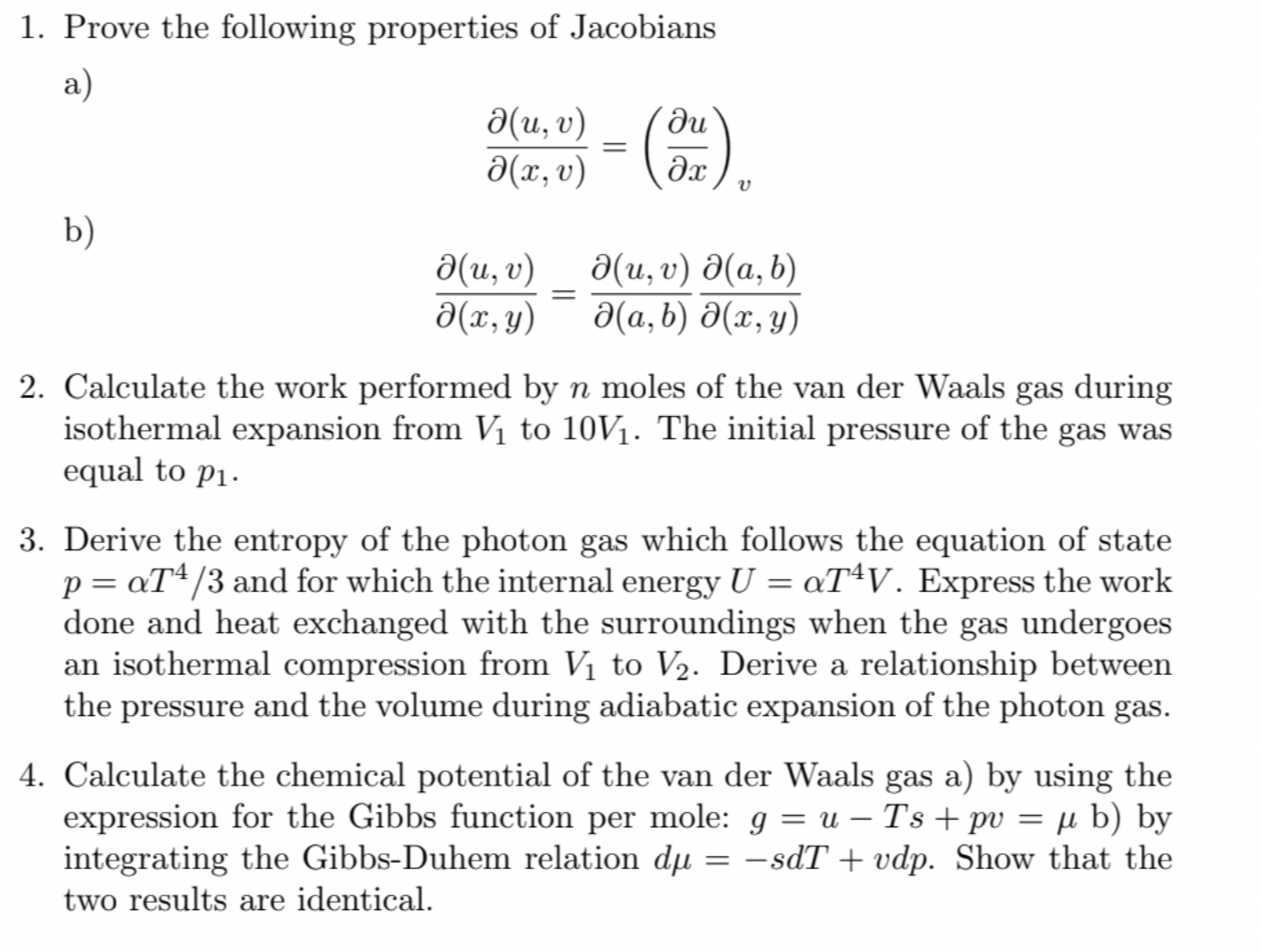 Solved 1. Prove the following properties of Jacobians a) | Chegg.com