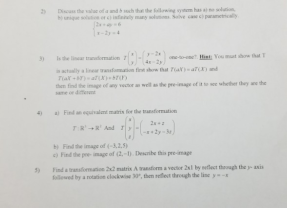 Solved Discuss The Value Of A And B Such That The Following | Chegg.com