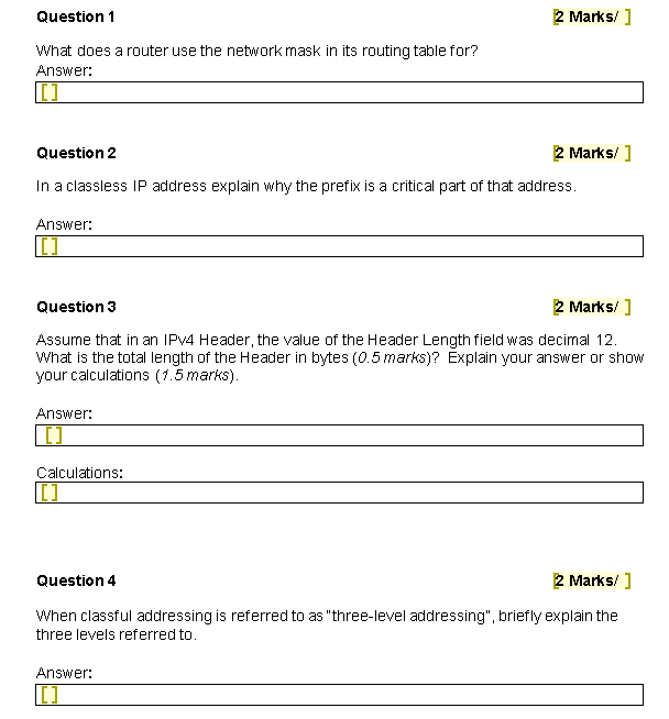 Solved Question 1 Marks/ ] What does a router use the | Chegg.com