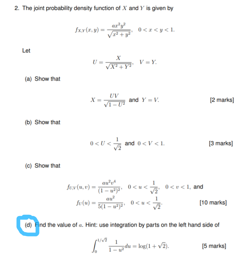 Solved 2. The joint probability density function of X and Y | Chegg.com