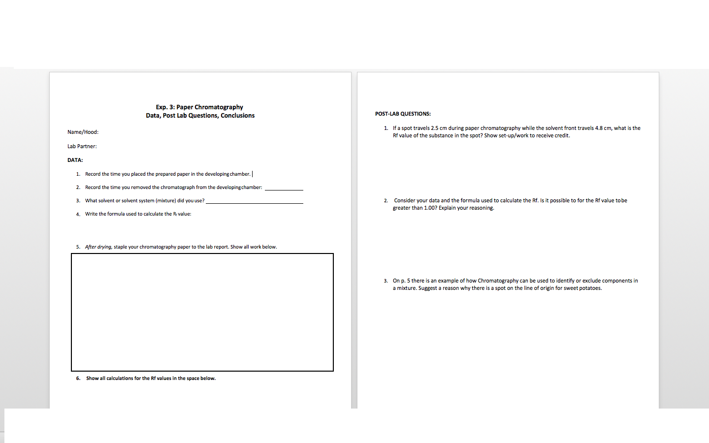 Solved PDF Paper Chromatography Lab 2 / 9 OVERVIEW OF
