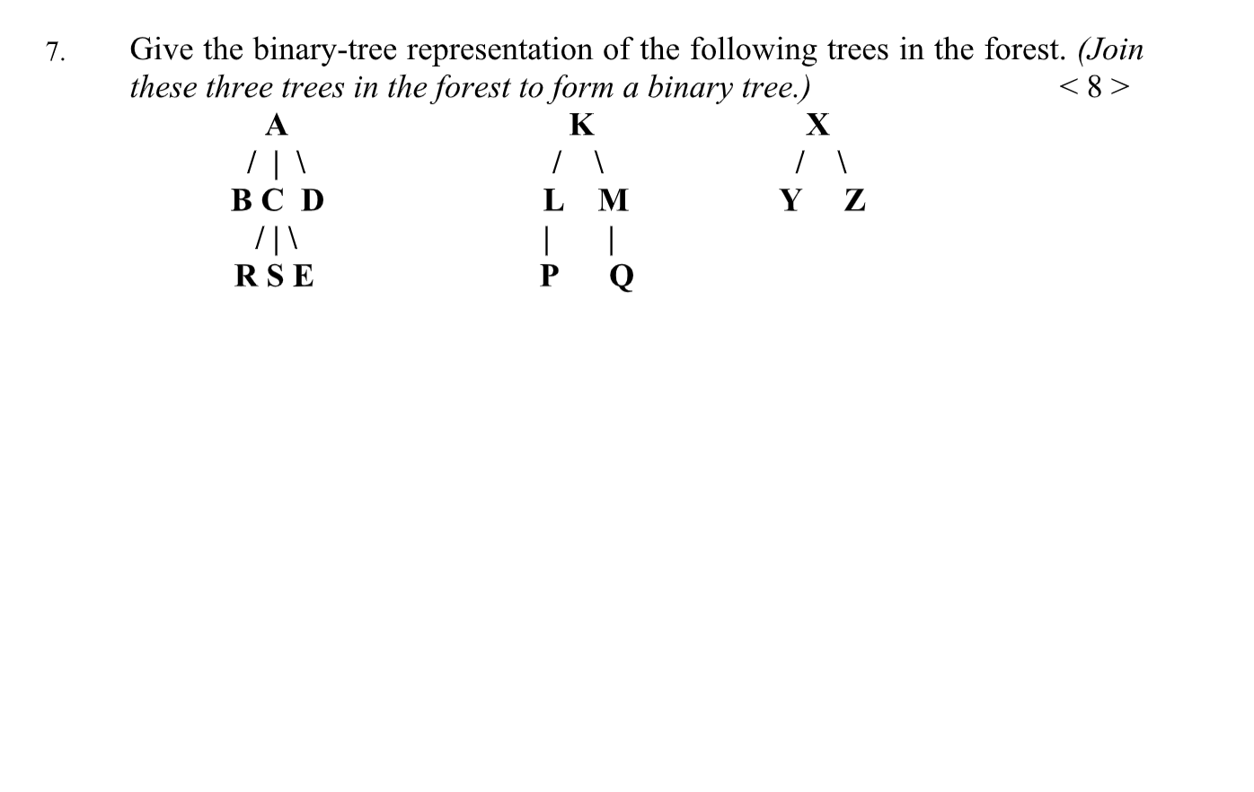 Solved 7. Give the binary-tree representation of the | Chegg.com