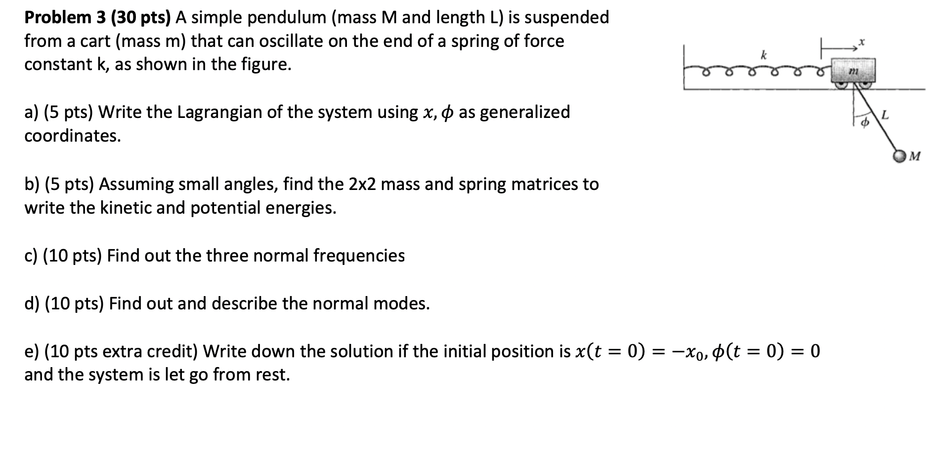 Solved Problem 3 (30 pts) A simple pendulum (mass M and | Chegg.com