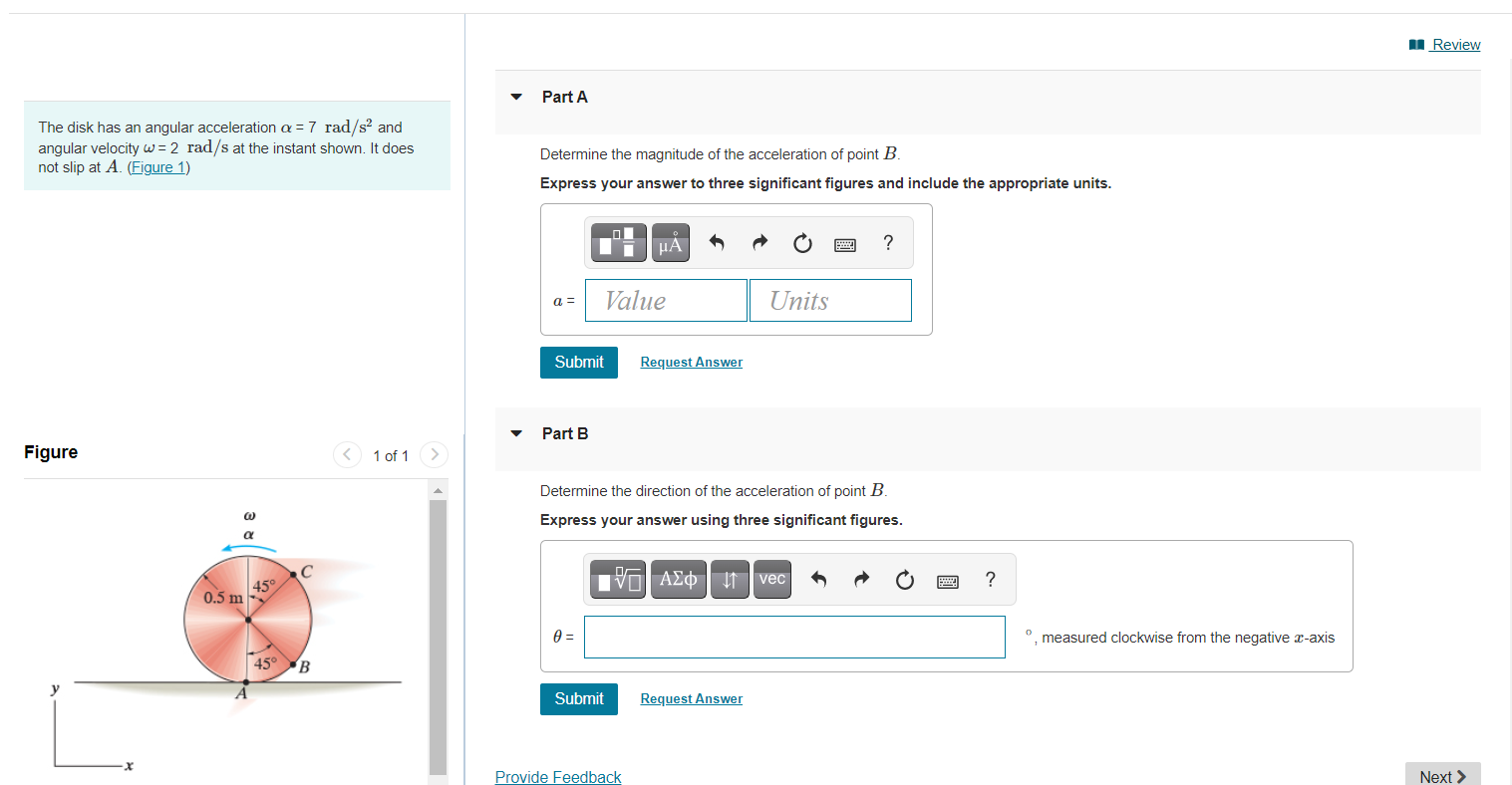 Solved Review Part A The disk has an angular acceleration a | Chegg.com