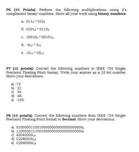 Solved P6 (15 Points): Perform the following multiplications | Chegg.com