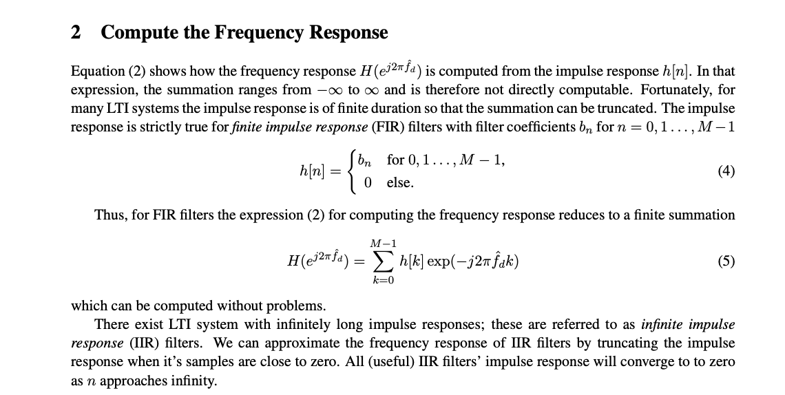 2 Compute the Frequency Response Equation (2) shows | Chegg.com
