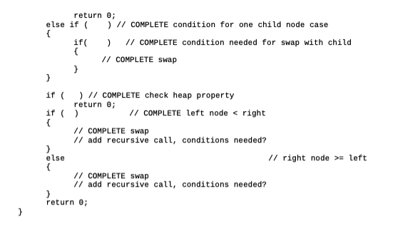 Solved /* Simple heap implementation using an array with | Chegg.com