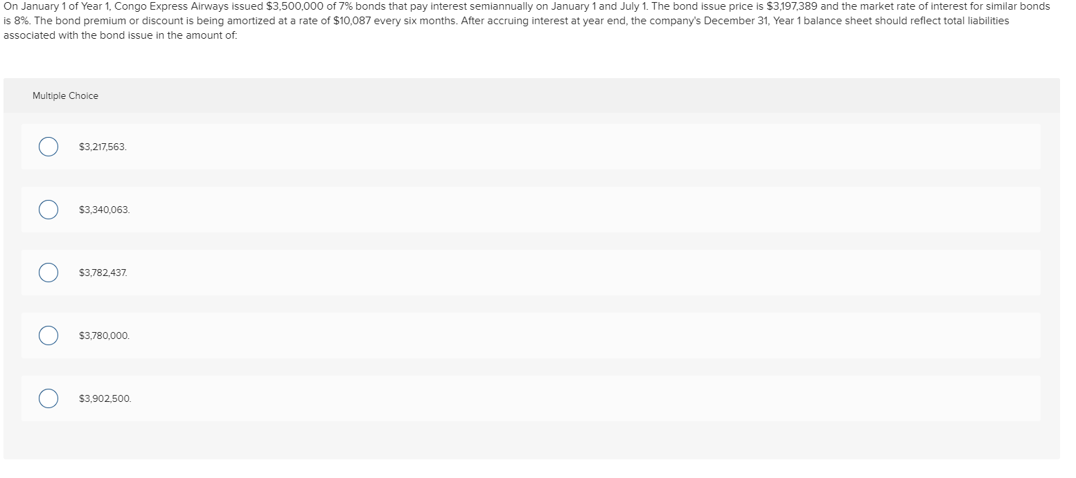 Solved On January 1 of Year 1, Congo Express Airways issued