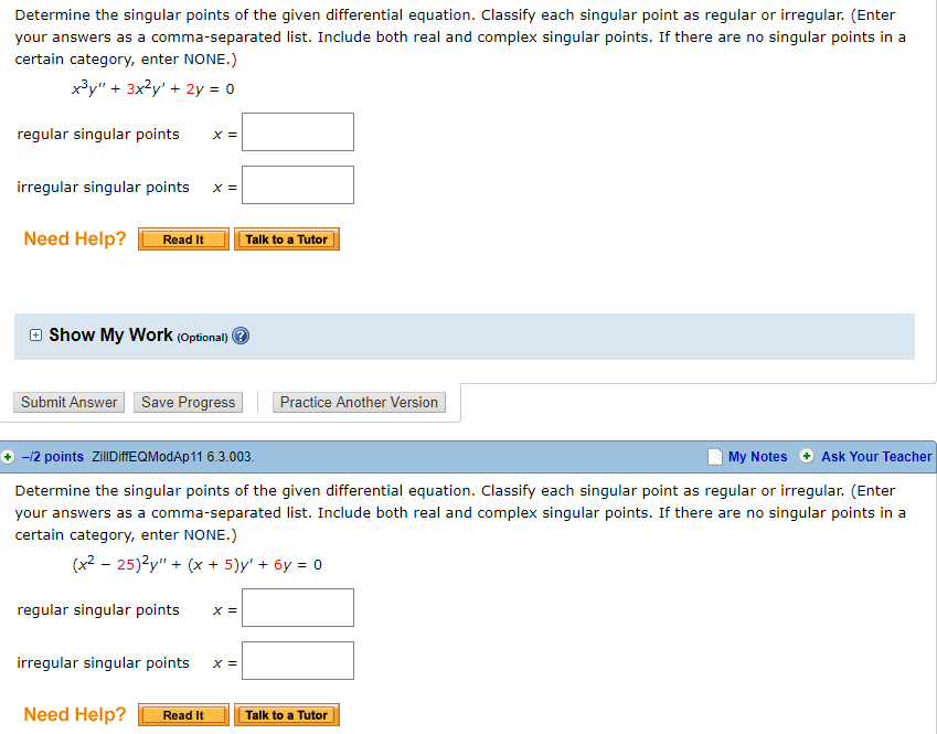 Solved Determine the singular points of the given | Chegg.com