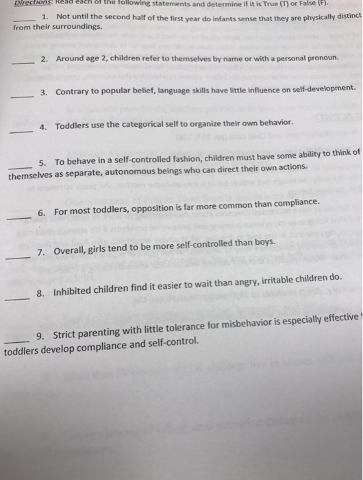 Solved Directions: Read Each Of The Following Statements And | Chegg.com