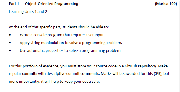 Solved At the end of this specific part, students should be | Chegg.com