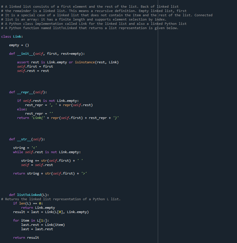 Solved # A linked list consists of a first element and the | Chegg.com