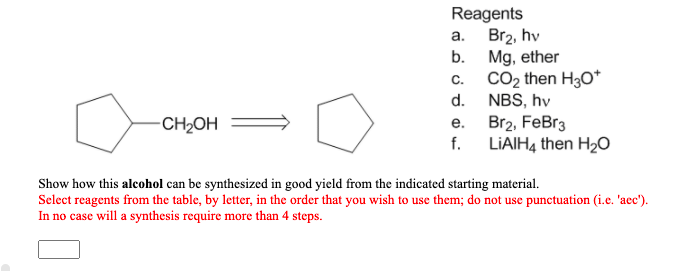 Solved Reagents A Bre Hv B Mg Ether C Co2 Then H30 D Chegg Com