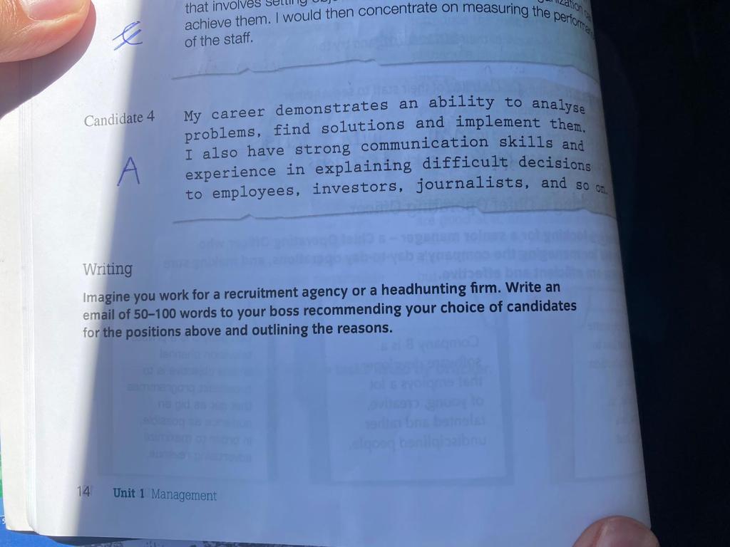 Solved I want to solve the Writing : imagine you work for a 