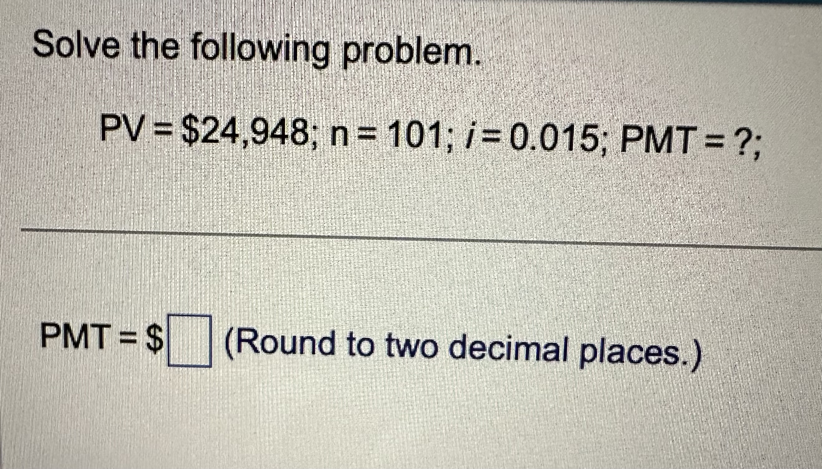 Solved Solve the following problem. | Chegg.com
