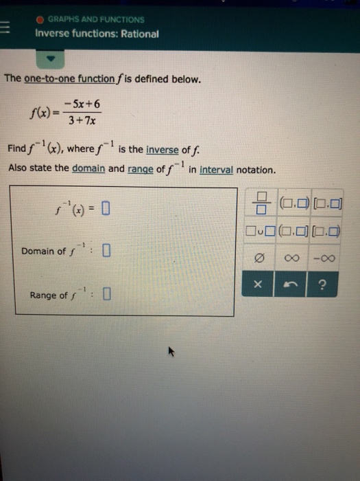 Solved @ GRAPHS AND FUNCTIONS Inverse functions: Rational ? | Chegg.com