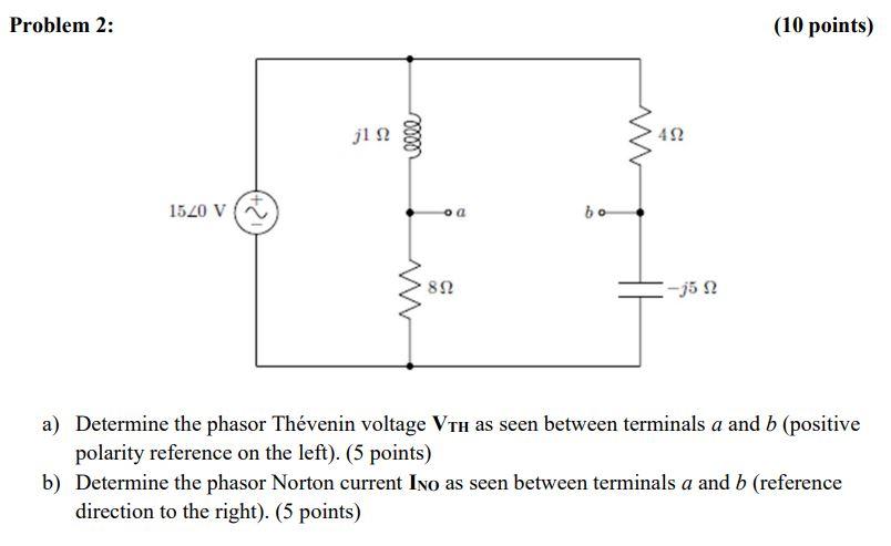 Solved Problem 2: (10 points) a) Determine the phasor | Chegg.com