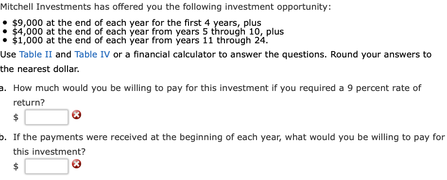 Solved Mitchell Investments has offered you the following | Chegg.com