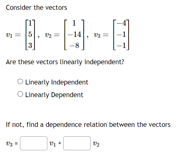 Solved Consider The Vectors | Chegg.com