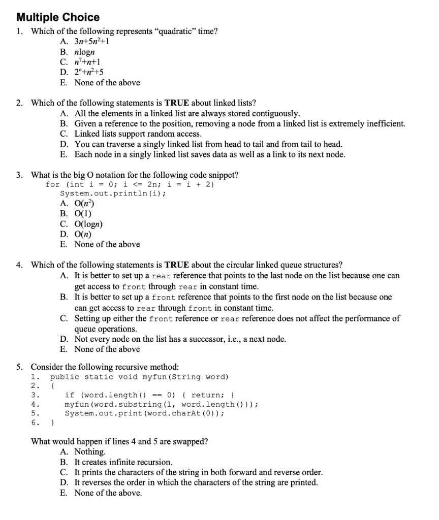 Solved Multiple Choice 1. Which Of The Following Represents 