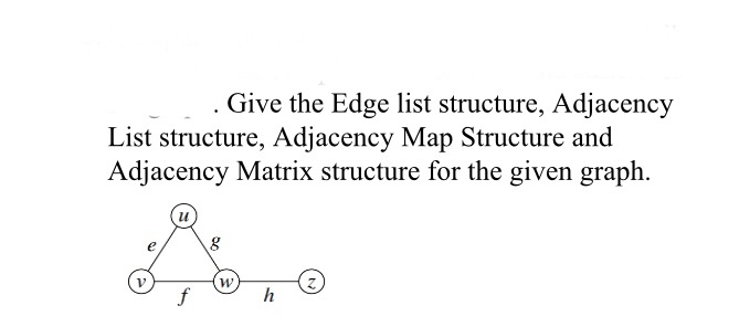 Solved . Give the Edge list structure, Adjacency List | Chegg.com