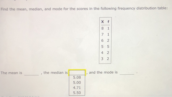 Solved Find the mean, median, and mode for the scores in the | Chegg.com