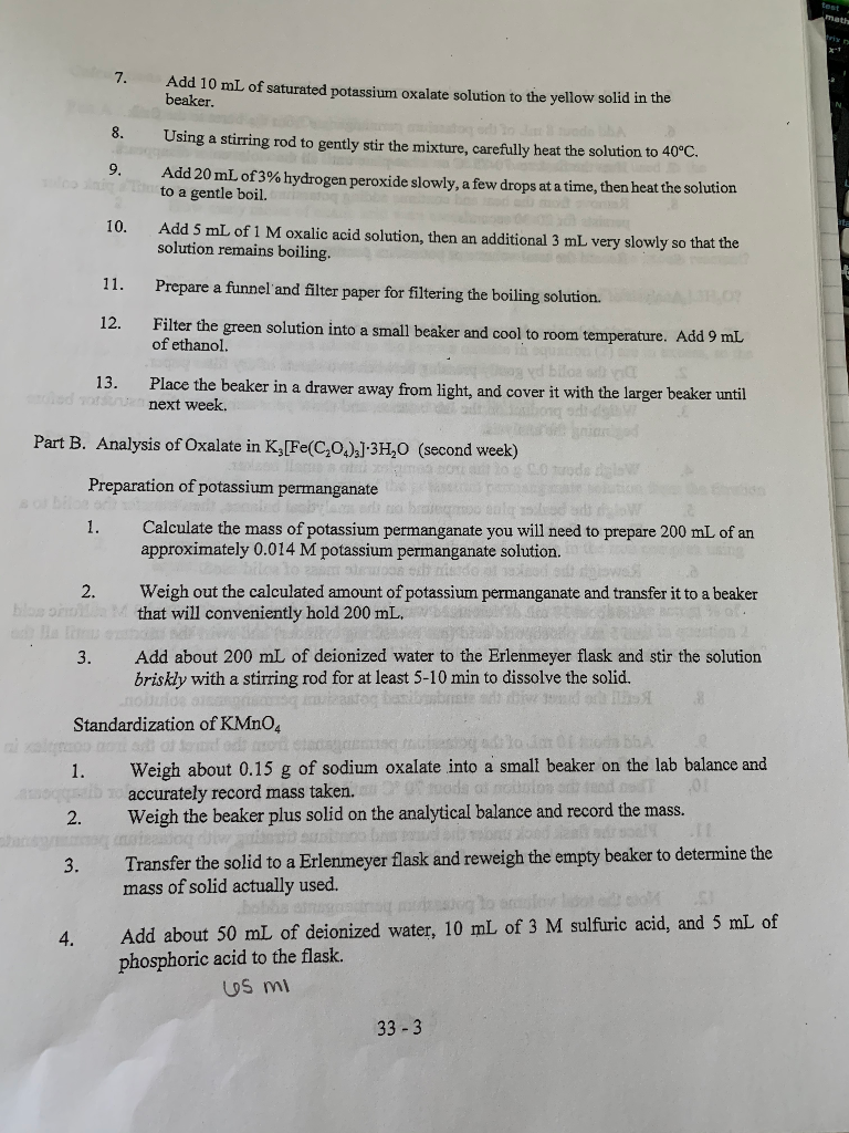 Solved EXPERIMENT : 33 PREPARATION AND ANALYSIS OF A | Chegg.com