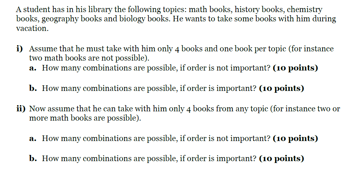 Solved A Student Has In His Library The Following Topics: | Chegg.com