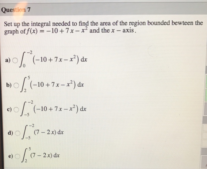 Solved Set up the integral needed to find the area of the | Chegg.com