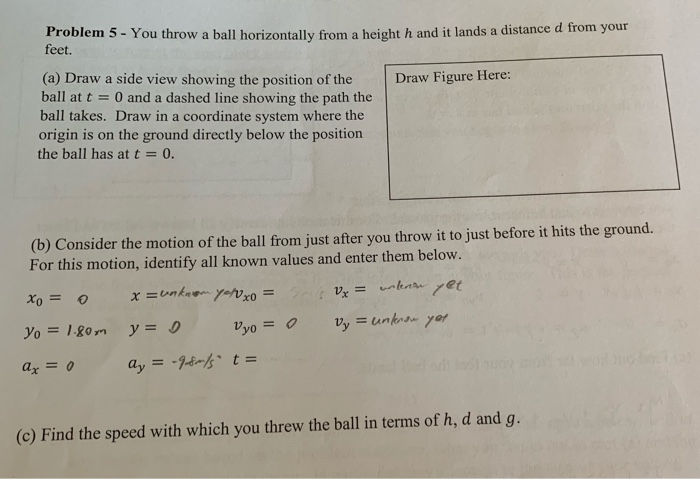 Solved Problem 5- You Throw A Ball Horizontally From A | Chegg.com