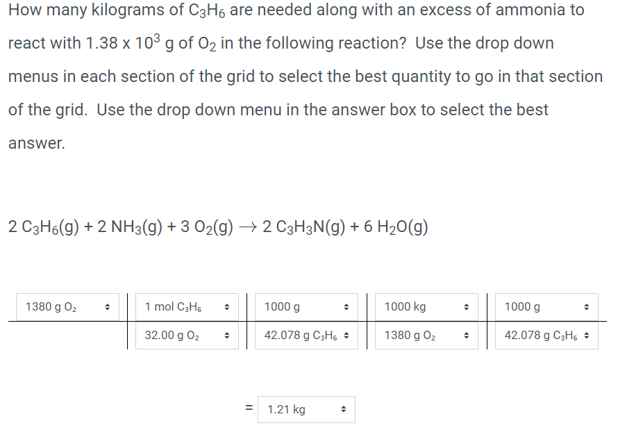 Solved How many kilograms of C3H6 are needed along with an | Chegg.com