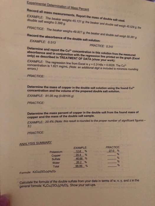 Solved 12-14 12 ANALYSIS OF A DOUBLE SALT Pre-Lab | Chegg.com