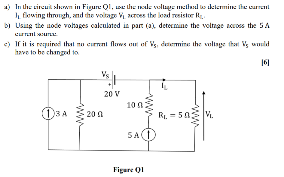 Solved a) In the circuit shown in Figure Q1, use the node | Chegg.com