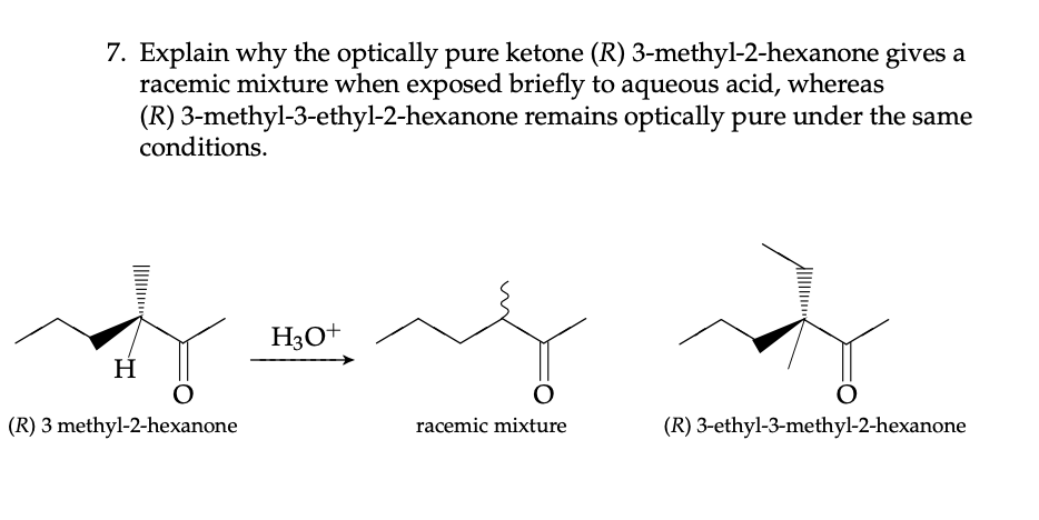 Solved 7. ﻿Explain why the optically pure ketone | Chegg.com