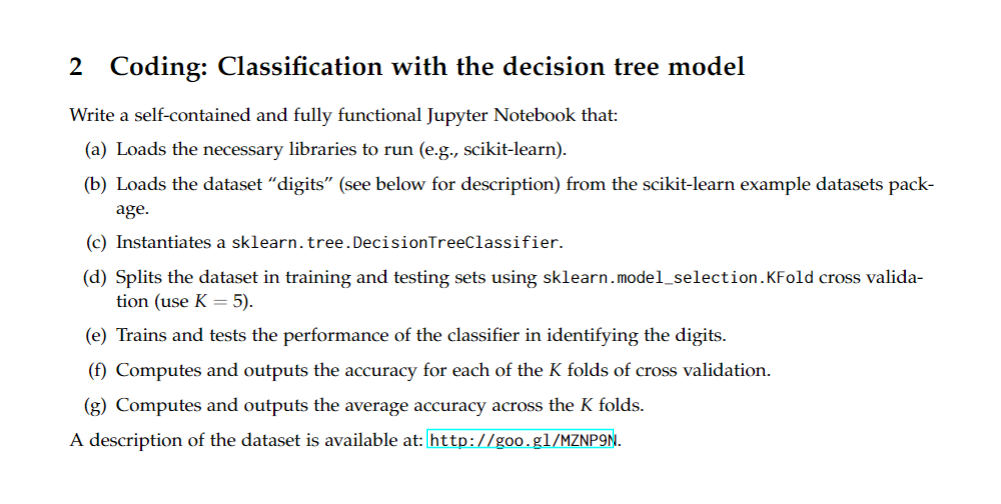 2 Coding: Classification with the decision tree model | Chegg.com