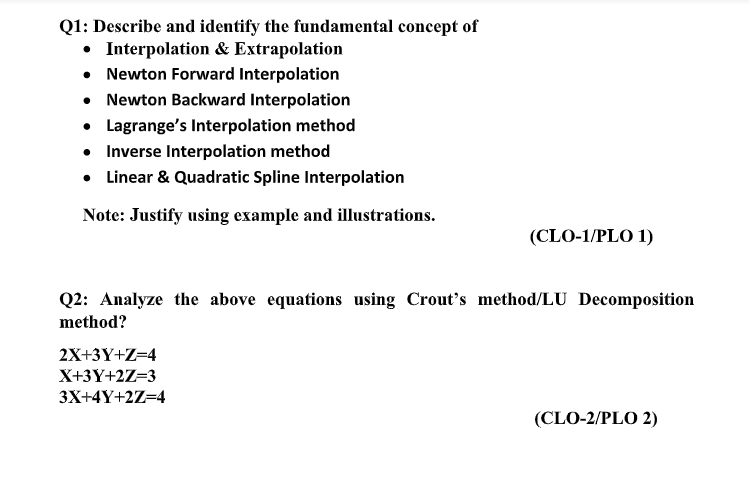 Solved Q1: Describe and identify the fundamental concept of