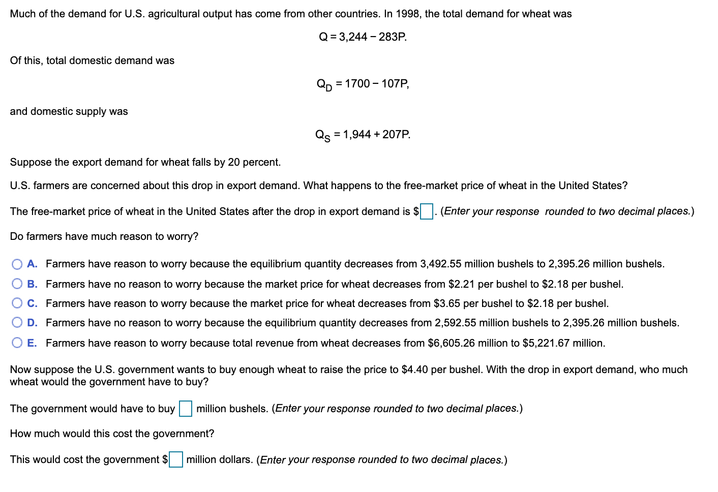 solved-much-of-the-demand-for-u-s-agricultural-output-has-chegg