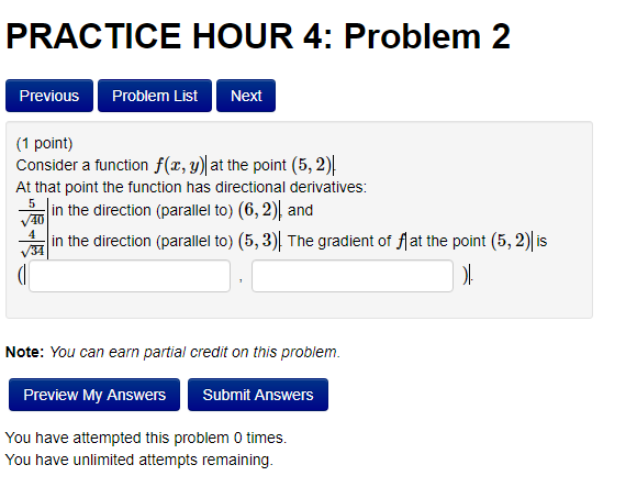 Solved PRACTICE HOUR 4: Problem 2 Previous Problem List Next | Chegg.com