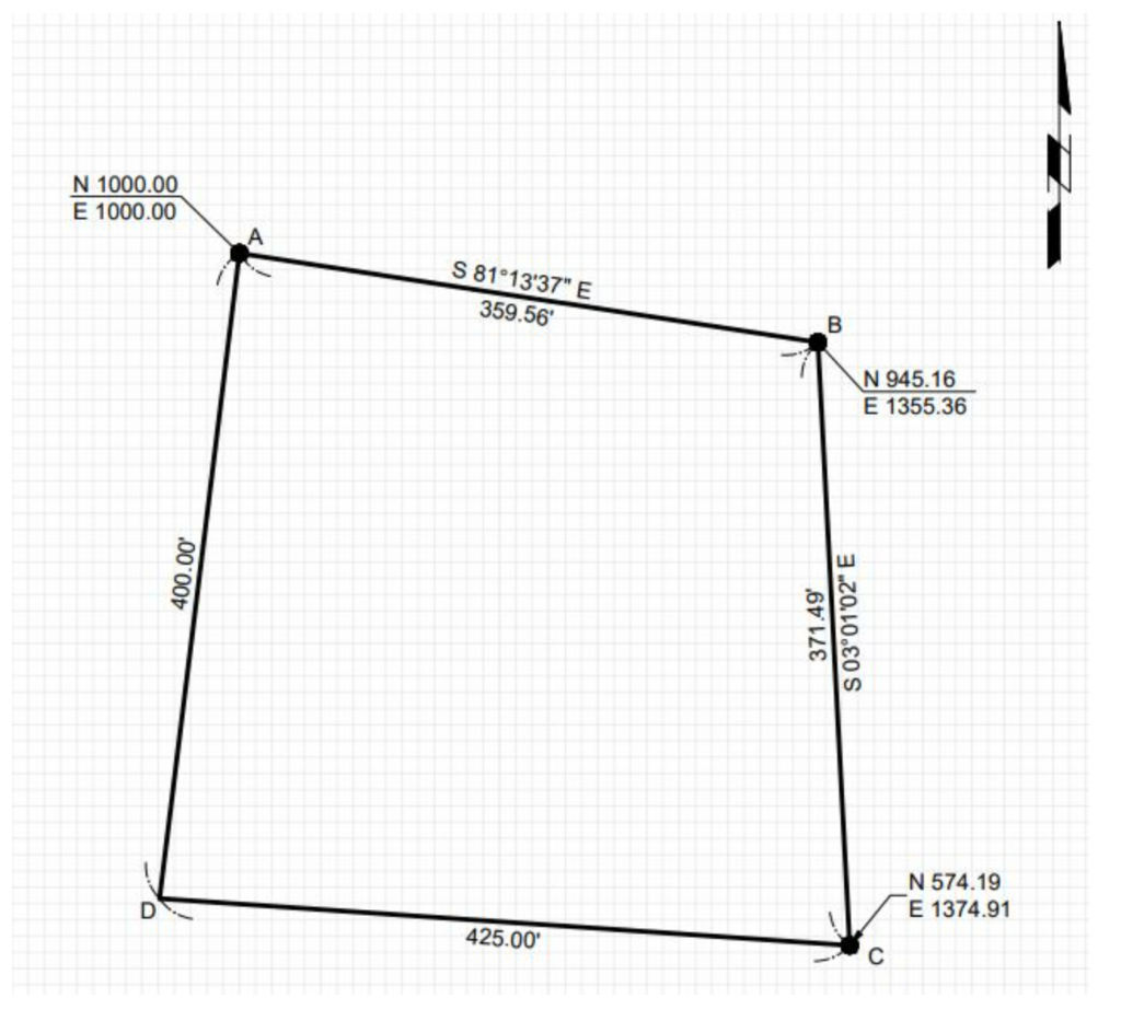 Solved PLS find northing and easting of point d | Chegg.com