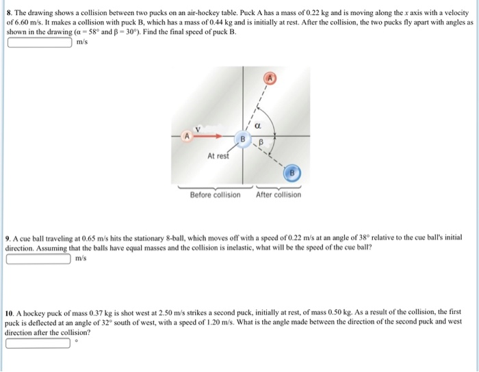 Solved 8. The drawing shows a collision between two pucks on