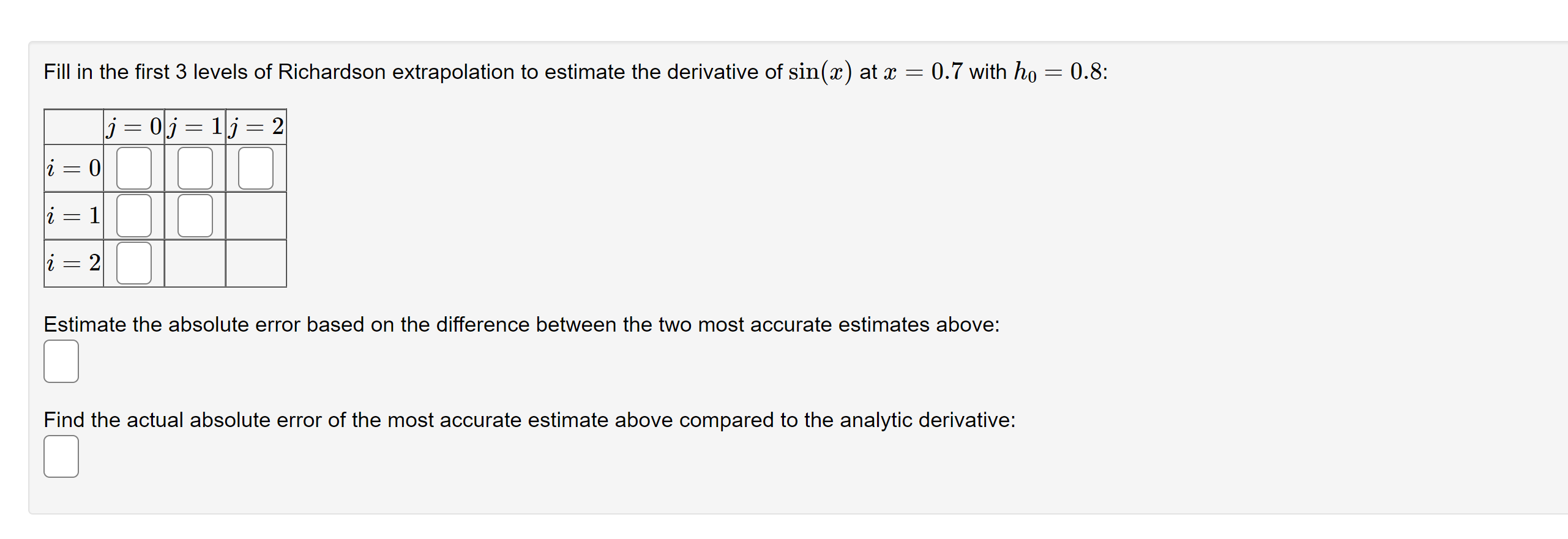 Solved Fill In The First 3 Levels Of Richardson | Chegg.com