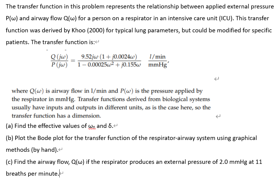 The Transfer Function In This Problem Represents The Chegg Com