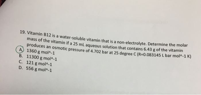 Solved Vitamin B12 Is A Water-soluble Vitamin That Is A | Chegg.com